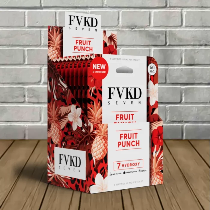 FVKD-Seven-7-Hydroxy-High-Potency-240mg-BULK-CASE-DEAL-Fruit-Punch-Single-4ct-Blister-Pack FVKD-Seven-7-Hydroxy-High-Potency-240mg-BULK-CASE-DEAL-Fruit-Punch-Single-4ct-Blister-Pack