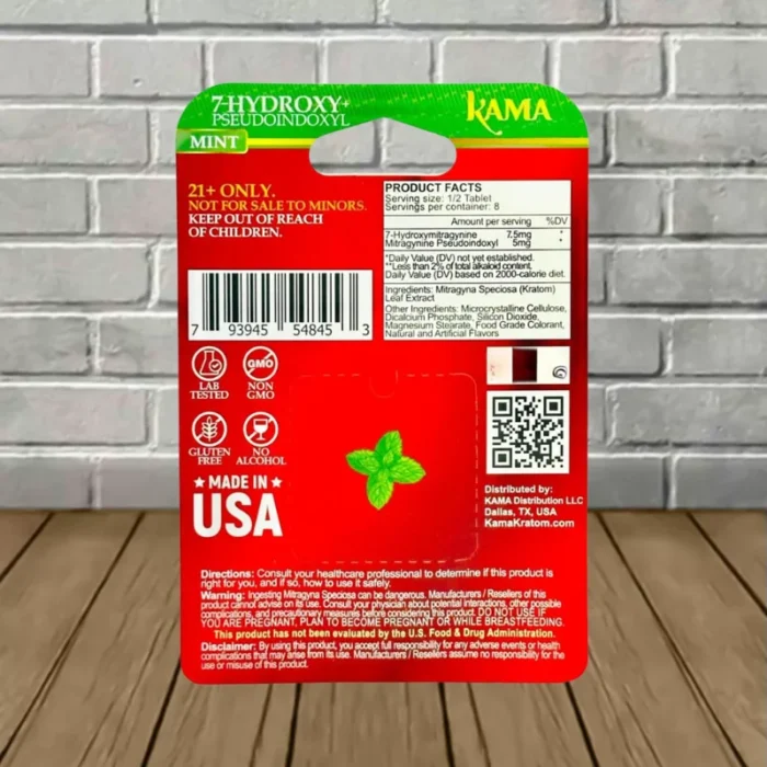 Kama-7-Hydroxy-Pseudo-Chewable-Tablets-100mg-Mint-4ct-Single-Blister-Pack-Product-Facts Kama-7-Hydroxy-Pseudo-Chewable-Tablets-100mg-Mint-4ct-Single-Blister-Pack-Product-Facts