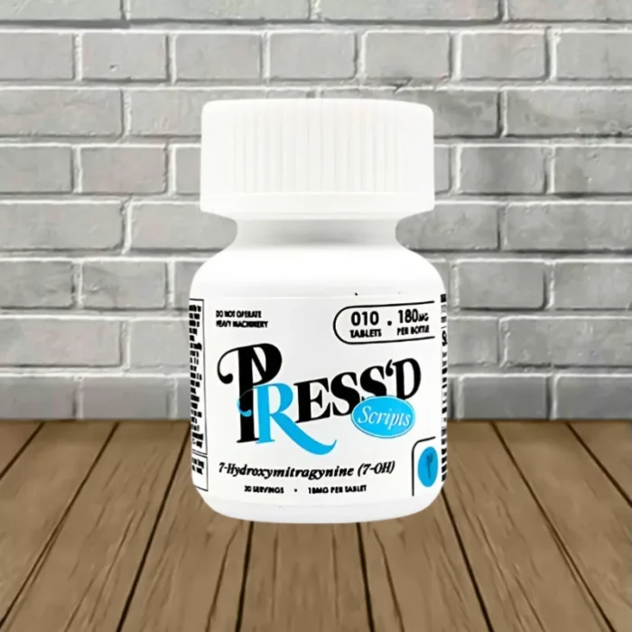 Pressd-7-Hydroxymitragynine-Tablets-10ct-Bottle-Front Pressd-7-Hydroxymitragynine-Tablets-10ct-Bottle-Front