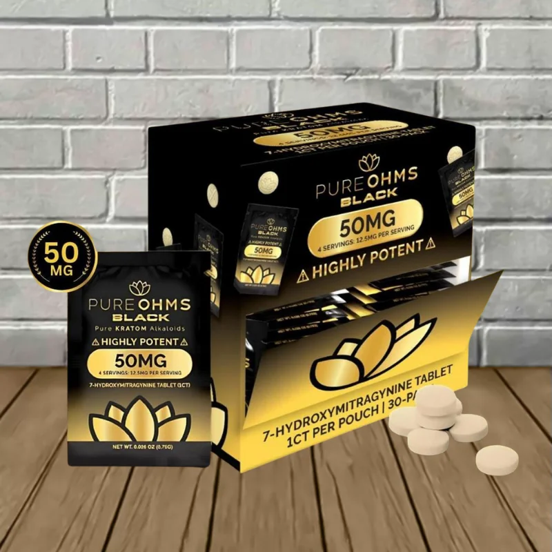 Pure Ohms Black 50mg 7-Hydroxy Tablet Bulk Display