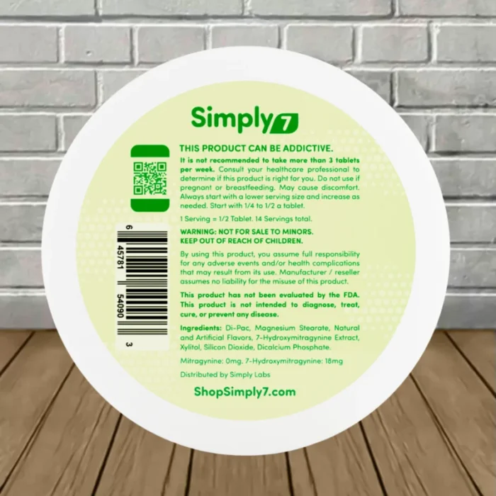 Simply7-7-Hydroxymitragynine-7ct-Extract-Tablets-Lemon-Mint-Single-Can-18mg-White-back Simply7-7-Hydroxymitragynine-7ct-Extract-Tablets-Lemon-Mint-Single-Can-18mg-White-back