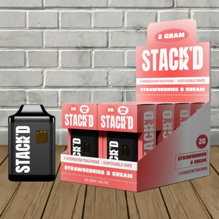 Stackd-7-Hydroxy-Vape-Bulk-Case-Deal-Strawberries-and-Cream-DISPOSABLE-Bulk-Deal-8ct-Display Stackd-7-Hydroxy-Vape-Bulk-Case-Deal-Strawberries-and-Cream-DISPOSABLE-Bulk-Deal-8ct-Display