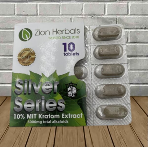 Zion Herbals Silver Series 10% Kratom Extract Tablets 10ct
